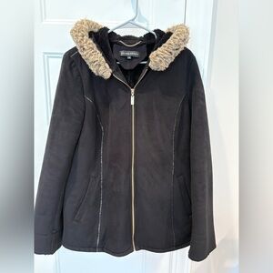 Ellen Tracy Black Jacket with Faux Fur Trim